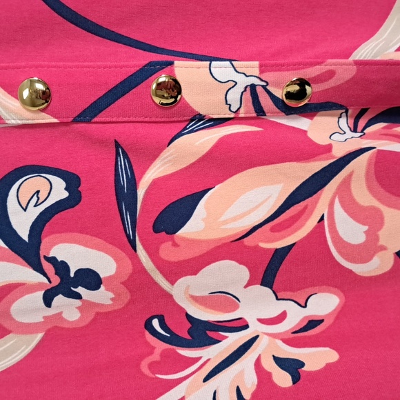 JM Collection Button-Front Midi Skirt Medium Pink Floral - Picture 3 of 7